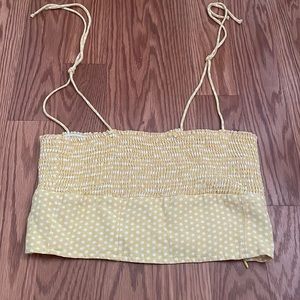 Zara bandeau top, yellow with white polka dots. Size medium. Great condition